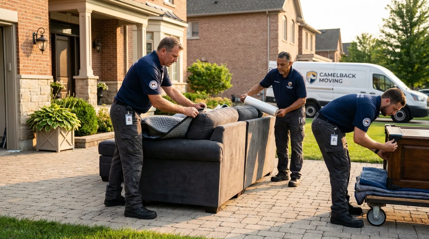 Large estate moving crew wrapping furniture in Pine City, MN